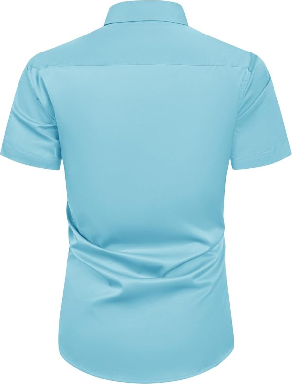 Alimens & Gentle Mens Short Sleeve Dress Shirts Wrinkle Free Solid Casual Button Down Shirts with Pocket - Image 9