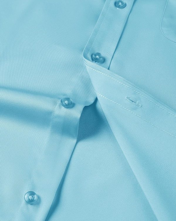 Alimens & Gentle Mens Short Sleeve Dress Shirts Wrinkle Free Solid Casual Button Down Shirts with Pocket - Image 12
