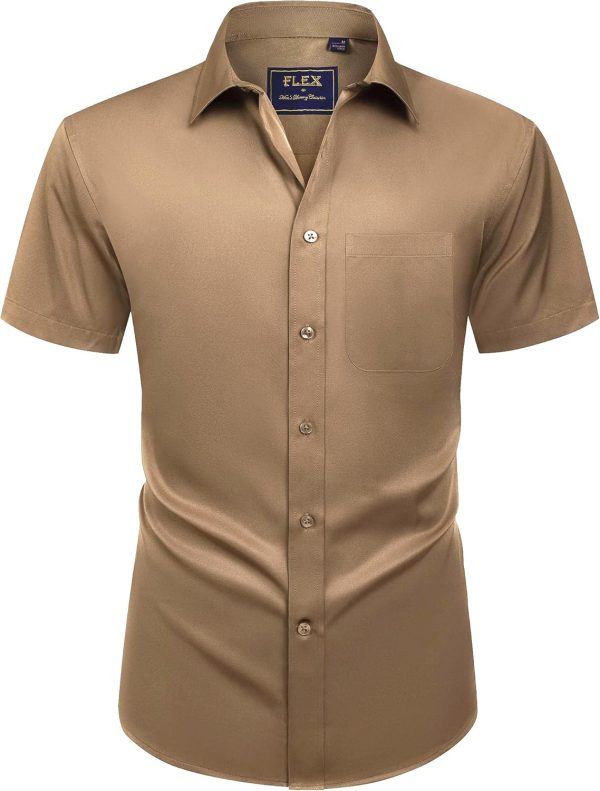 Alimens & Gentle Mens Short Sleeve Dress Shirts Wrinkle Free Solid Casual Button Down Shirts with Pocket - Image 14