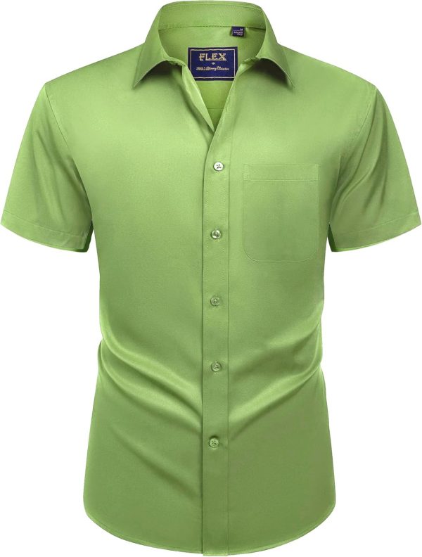 Alimens & Gentle Mens Short Sleeve Dress Shirts Wrinkle Free Solid Casual Button Down Shirts with Pocket - Image 20