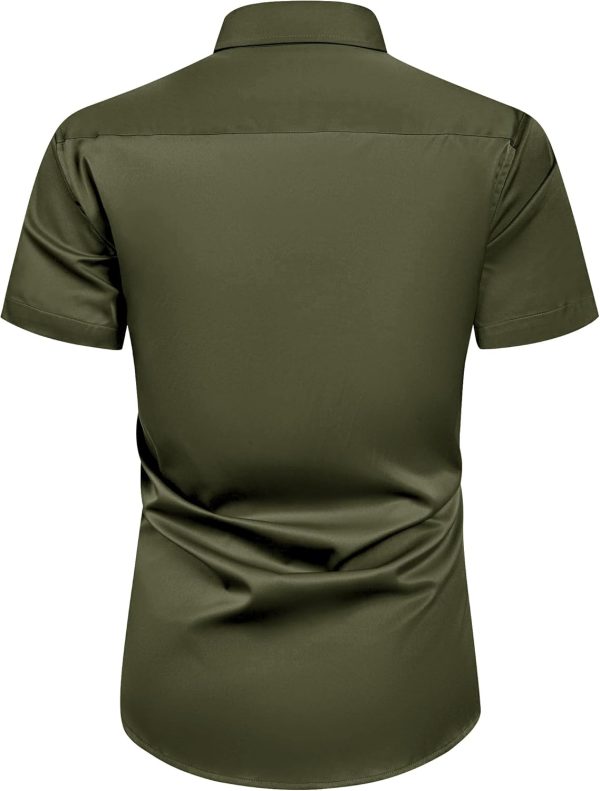 Alimens & Gentle Mens Short Sleeve Dress Shirts Wrinkle Free Solid Casual Button Down Shirts with Pocket - Image 35