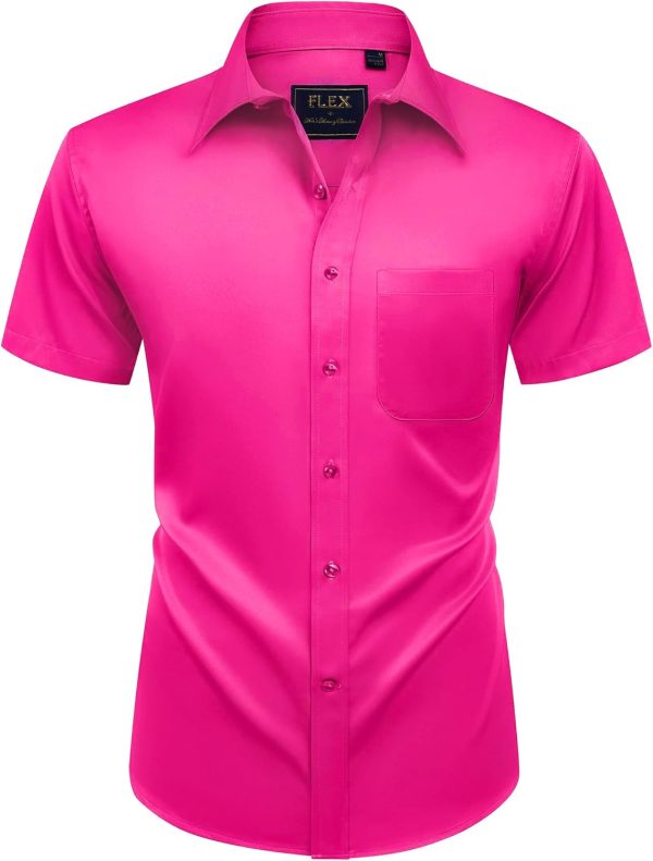 Alimens & Gentle Mens Short Sleeve Dress Shirts Wrinkle Free Solid Casual Button Down Shirts with Pocket - Image 40