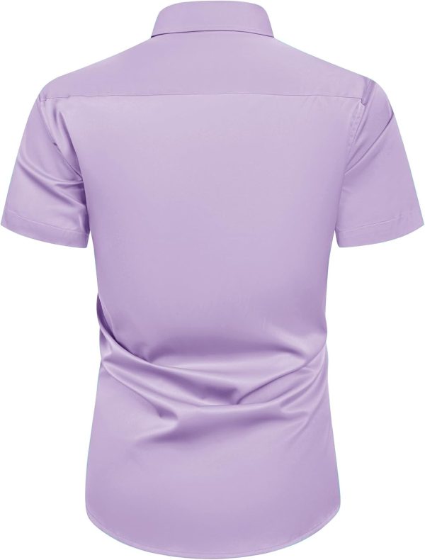 Alimens & Gentle Mens Short Sleeve Dress Shirts Wrinkle Free Solid Casual Button Down Shirts with Pocket - Image 48