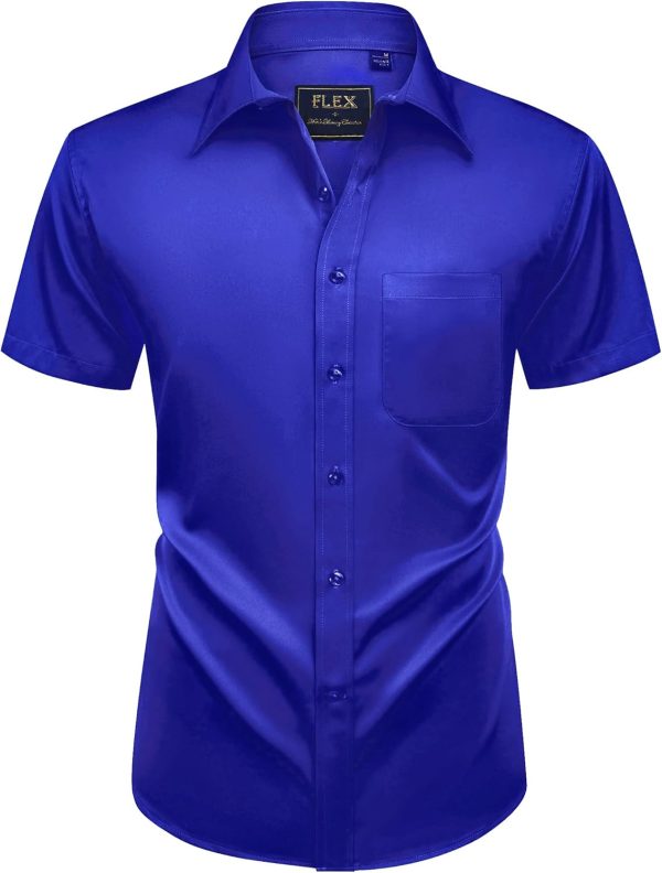 Alimens & Gentle Mens Short Sleeve Dress Shirts Wrinkle Free Solid Casual Button Down Shirts with Pocket - Image 53