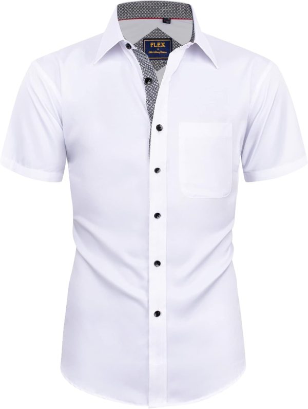 Alimens & Gentle Mens Short Sleeve Dress Shirts Wrinkle Free Solid Casual Button Down Shirts with Pocket - Image 61