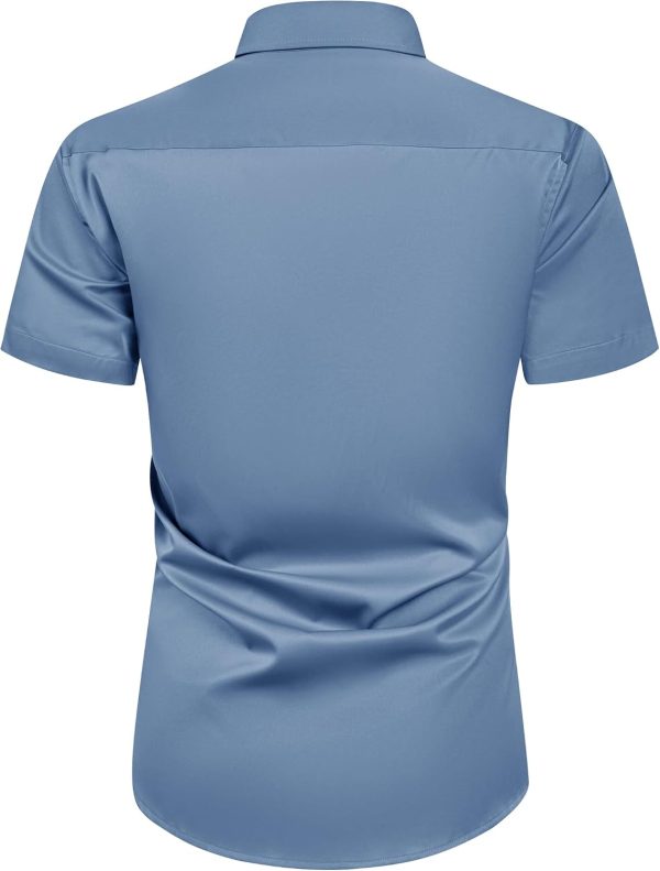 Alimens & Gentle Mens Short Sleeve Dress Shirts Wrinkle Free Solid Casual Button Down Shirts with Pocket - Image 77