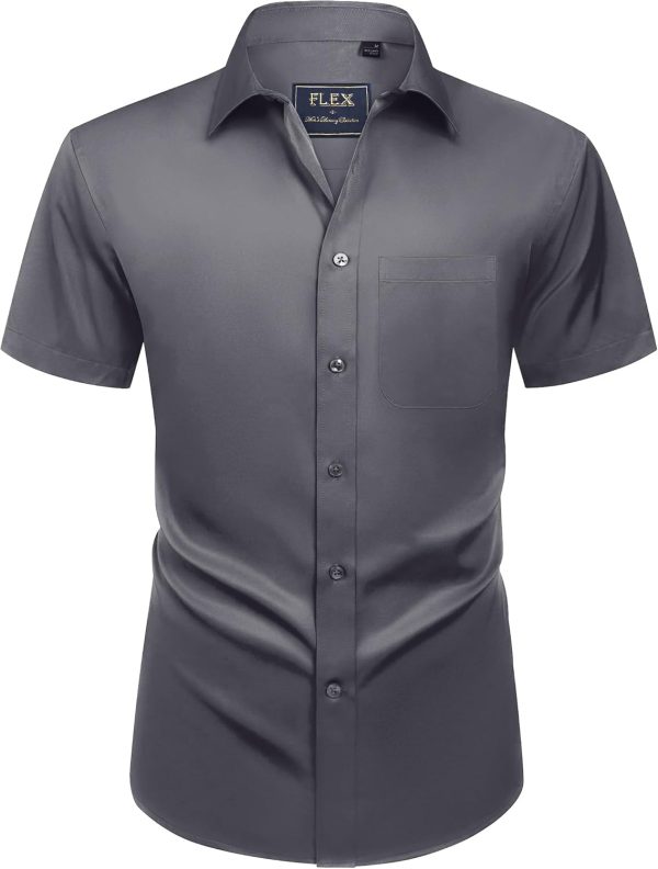 Alimens & Gentle Mens Short Sleeve Dress Shirts Wrinkle Free Solid Casual Button Down Shirts with Pocket - Image 82