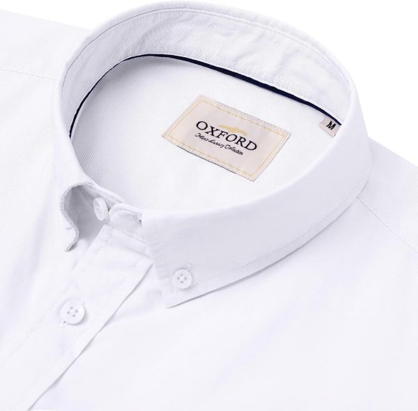 Alimens & Gentle Men's Short Sleeve Oxford Shirt Regular Fit Button Down Collar Shirts with Pocket - Image 2
