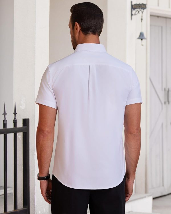 Alimens & Gentle Men's Short Sleeve Oxford Shirt Regular Fit Button Down Collar Shirts with Pocket - Image 5