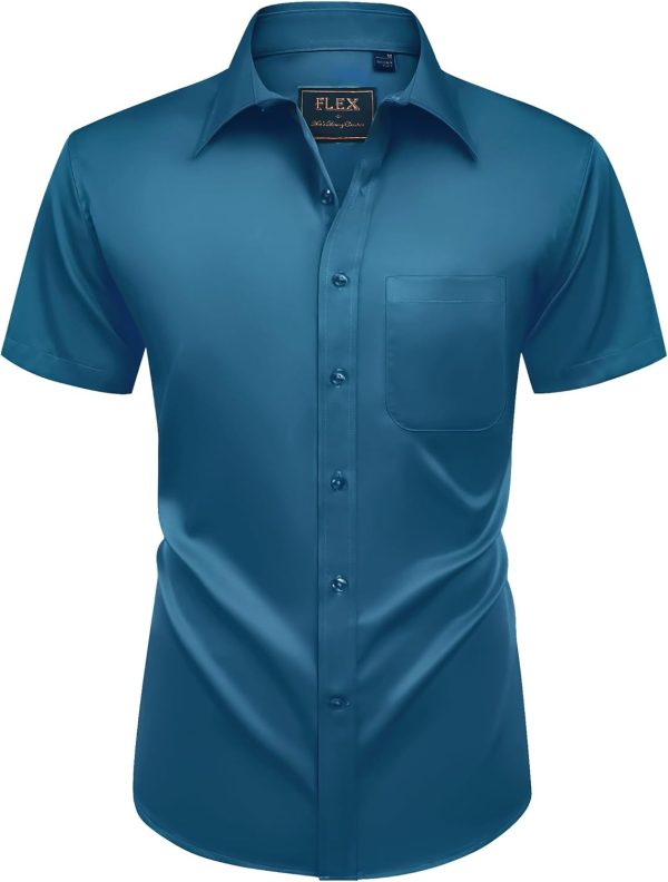 Alimens & Gentle Mens Short Sleeve Dress Shirts Wrinkle Free Solid Casual Button Down Shirts with Pocket - Image 96