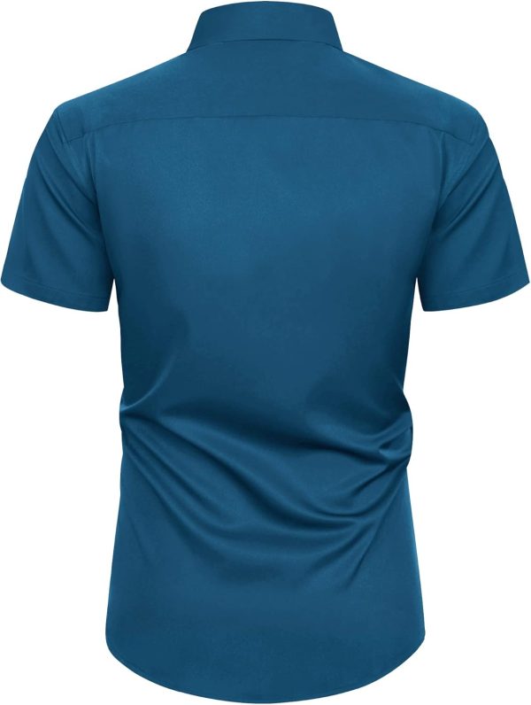 Alimens & Gentle Mens Short Sleeve Dress Shirts Wrinkle Free Solid Casual Button Down Shirts with Pocket - Image 97