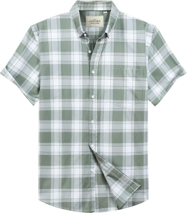 Alimens & Gentle Men's Short Sleeve Oxford Shirt Regular Fit Button Down Collar Shirts with Pocket - Image 8