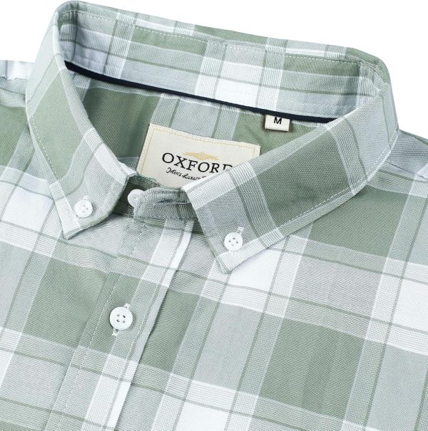 Alimens & Gentle Men's Short Sleeve Oxford Shirt Regular Fit Button Down Collar Shirts with Pocket - Image 9