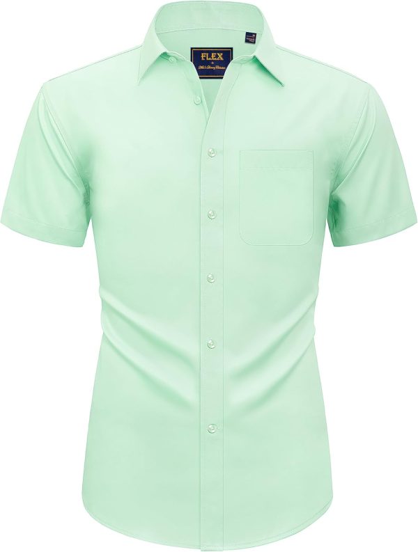 Alimens & Gentle Mens Short Sleeve Dress Shirts Wrinkle Free Solid Casual Button Down Shirts with Pocket - Image 104