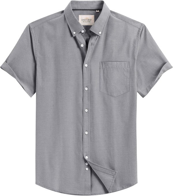 Alimens & Gentle Men's Short Sleeve Oxford Shirt Regular Fit Button Down Collar Shirts with Pocket - Image 15