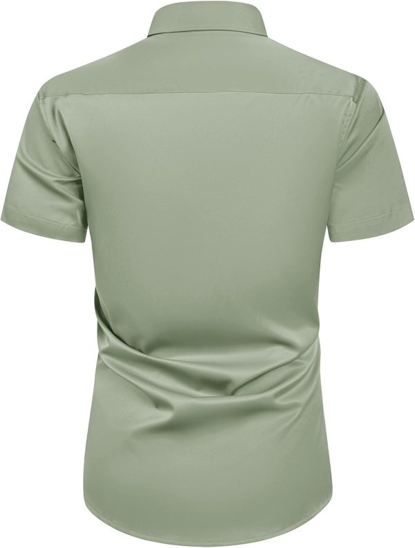 Alimens & Gentle Mens Short Sleeve Dress Shirts Wrinkle Free Solid Casual Button Down Shirts with Pocket - Image 112