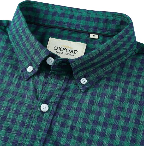 Alimens & Gentle Men's Short Sleeve Oxford Shirt Regular Fit Button Down Collar Shirts with Pocket - Image 23