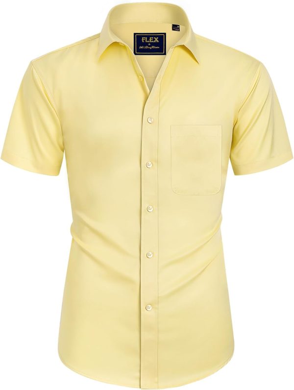 Alimens & Gentle Mens Short Sleeve Dress Shirts Wrinkle Free Solid Casual Button Down Shirts with Pocket - Image 117
