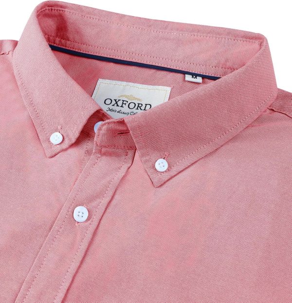 Alimens & Gentle Men's Short Sleeve Oxford Shirt Regular Fit Button Down Collar Shirts with Pocket - Image 30