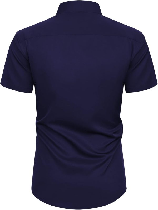 Alimens & Gentle Mens Short Sleeve Dress Shirts Wrinkle Free Solid Casual Button Down Shirts with Pocket - Image 126