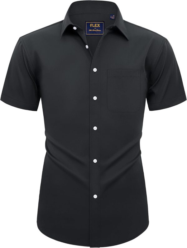 Alimens & Gentle Mens Short Sleeve Dress Shirts Wrinkle Free Solid Casual Button Down Shirts with Pocket - Image 132