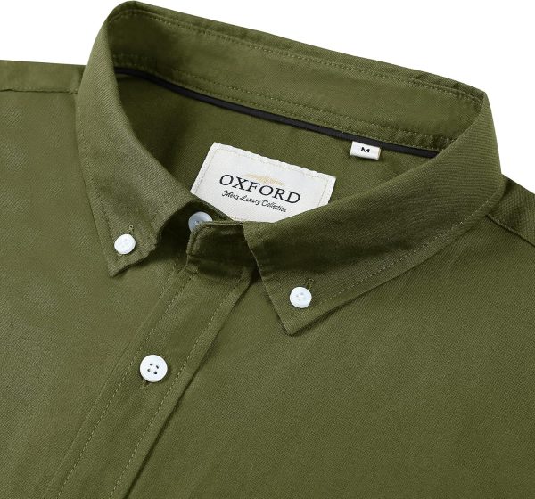 Alimens & Gentle Men's Short Sleeve Oxford Shirt Regular Fit Button Down Collar Shirts with Pocket - Image 37