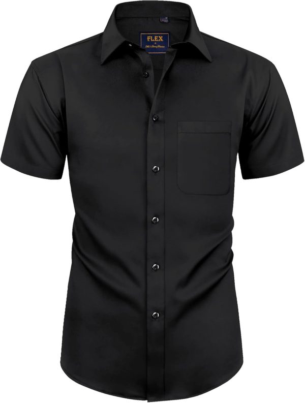 Alimens & Gentle Mens Short Sleeve Dress Shirts Wrinkle Free Solid Casual Button Down Shirts with Pocket - Image 138