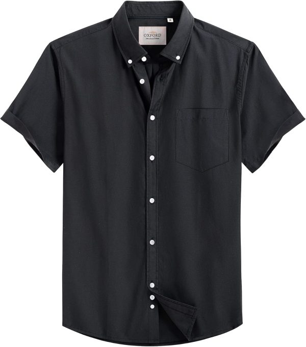 Alimens & Gentle Men's Short Sleeve Oxford Shirt Regular Fit Button Down Collar Shirts with Pocket - Image 43