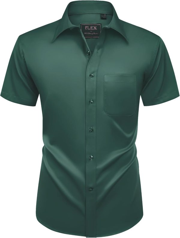 Alimens & Gentle Mens Short Sleeve Dress Shirts Wrinkle Free Solid Casual Button Down Shirts with Pocket - Image 145