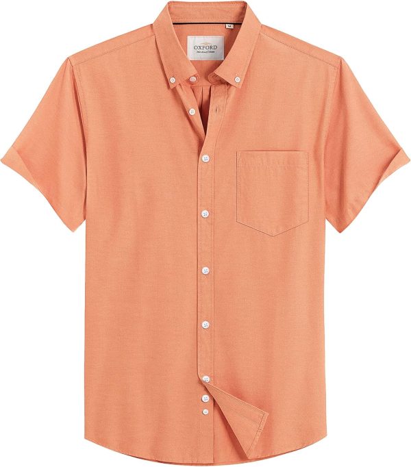 Alimens & Gentle Men's Short Sleeve Oxford Shirt Regular Fit Button Down Collar Shirts with Pocket - Image 50