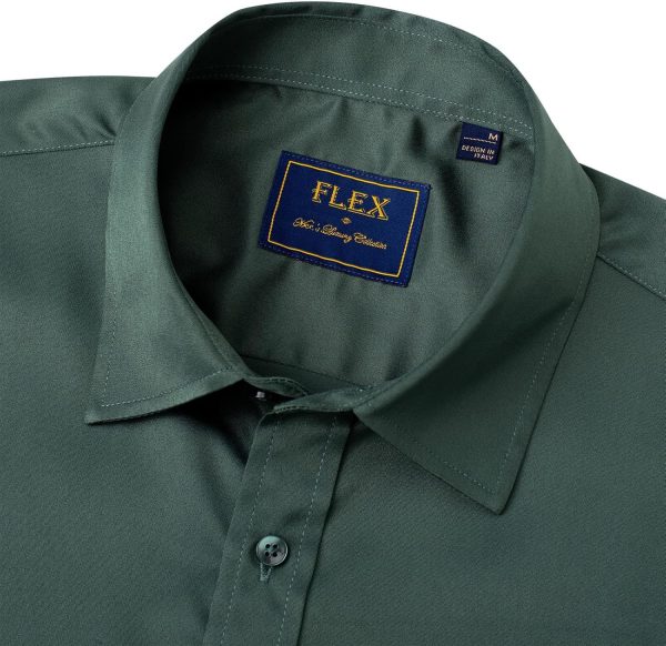 Alimens & Gentle Mens Short Sleeve Dress Shirts Wrinkle Free Solid Casual Button Down Shirts with Pocket - Image 147