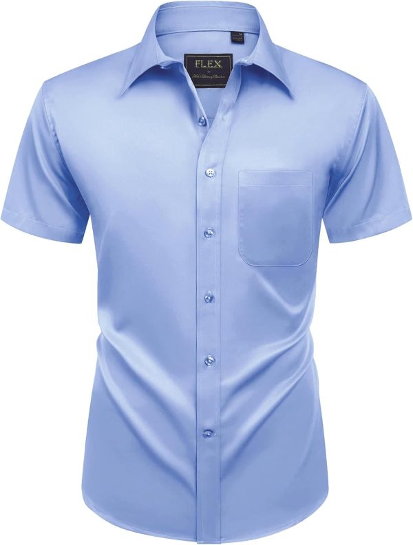 Alimens & Gentle Mens Short Sleeve Dress Shirts Wrinkle Free Solid Casual Button Down Shirts with Pocket - Image 151
