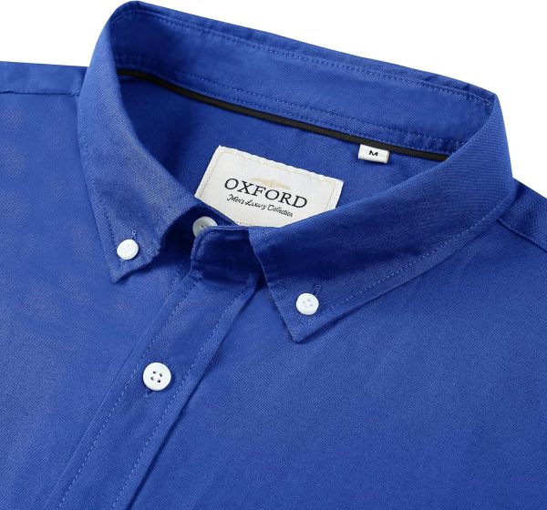 Alimens & Gentle Men's Short Sleeve Oxford Shirt Regular Fit Button Down Collar Shirts with Pocket - Image 58