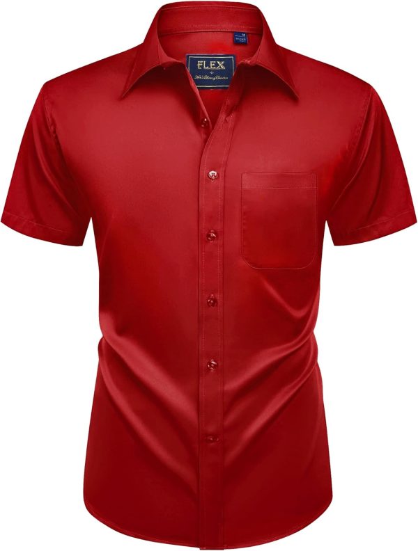 Alimens & Gentle Mens Short Sleeve Dress Shirts Wrinkle Free Solid Casual Button Down Shirts with Pocket - Image 159