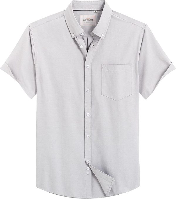 Alimens & Gentle Men's Short Sleeve Oxford Shirt Regular Fit Button Down Collar Shirts with Pocket - Image 64
