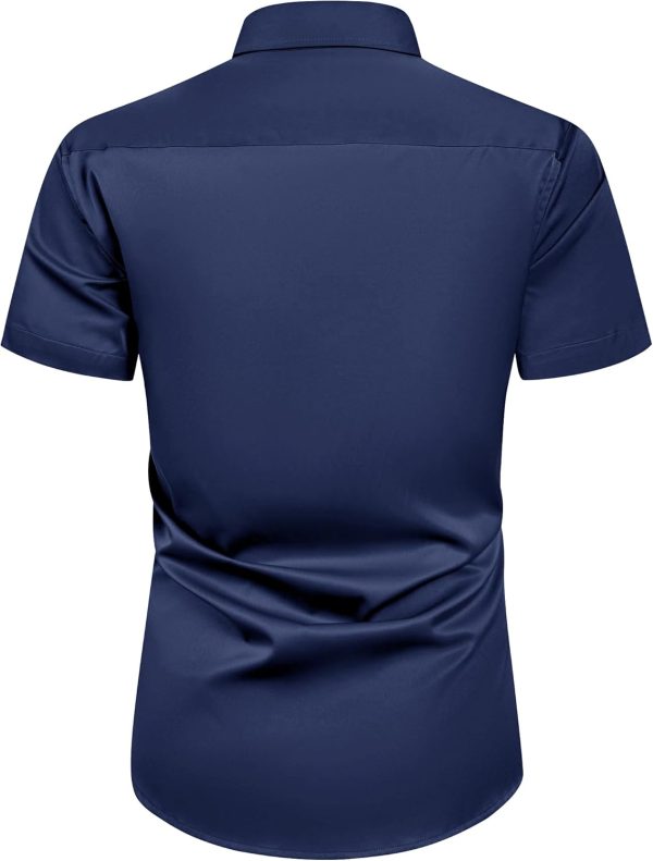 Alimens & Gentle Mens Short Sleeve Dress Shirts Wrinkle Free Solid Casual Button Down Shirts with Pocket - Image 167