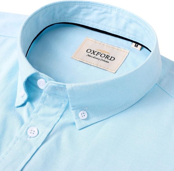 Alimens & Gentle Men's Short Sleeve Oxford Shirt Regular Fit Button Down Collar Shirts with Pocket - Image 72