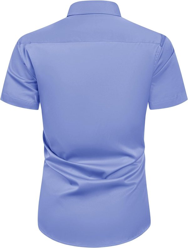 Alimens & Gentle Mens Short Sleeve Dress Shirts Wrinkle Free Solid Casual Button Down Shirts with Pocket - Image 173