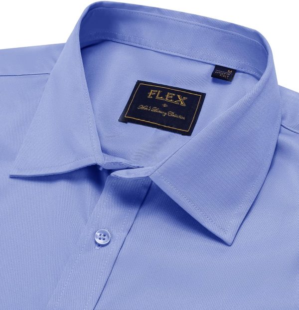 Alimens & Gentle Mens Short Sleeve Dress Shirts Wrinkle Free Solid Casual Button Down Shirts with Pocket - Image 174