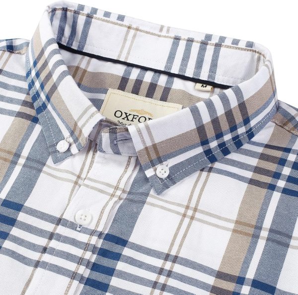 Alimens & Gentle Men's Short Sleeve Oxford Shirt Regular Fit Button Down Collar Shirts with Pocket - Image 79