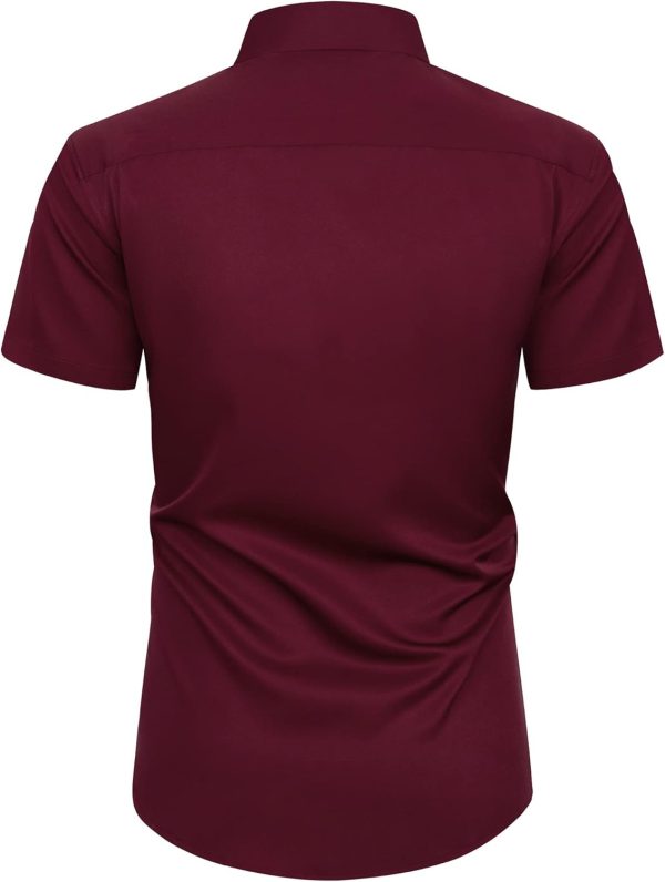 Alimens & Gentle Mens Short Sleeve Dress Shirts Wrinkle Free Solid Casual Button Down Shirts with Pocket - Image 179