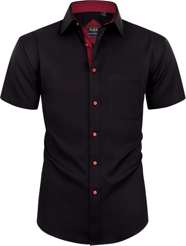 Alimens & Gentle Mens Short Sleeve Dress Shirts Wrinkle Free Solid Casual Button Down Shirts with Pocket - Image 185