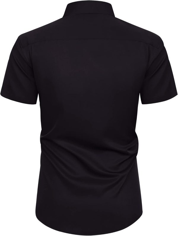 Alimens & Gentle Mens Short Sleeve Dress Shirts Wrinkle Free Solid Casual Button Down Shirts with Pocket - Image 186