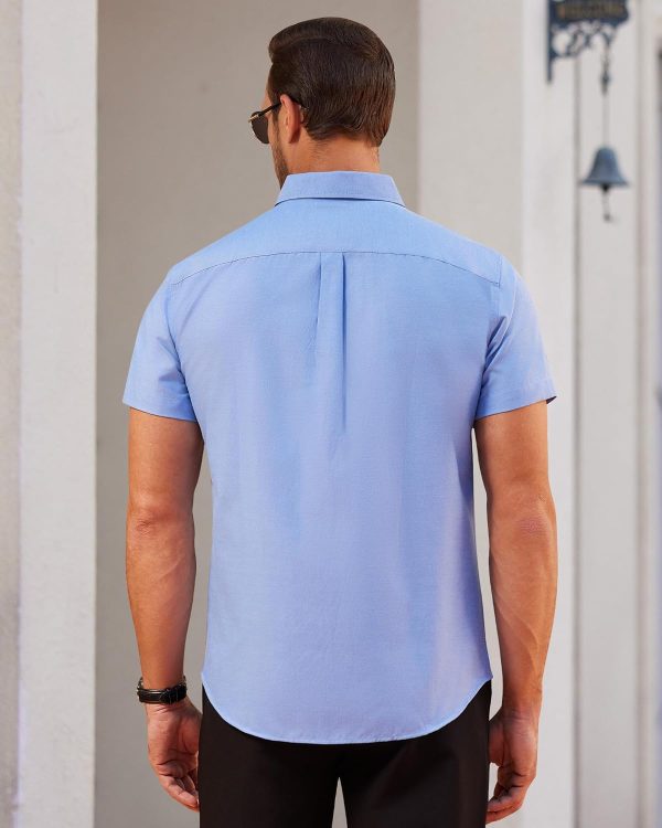 Alimens & Gentle Men's Short Sleeve Oxford Shirt Regular Fit Button Down Collar Shirts with Pocket - Image 89
