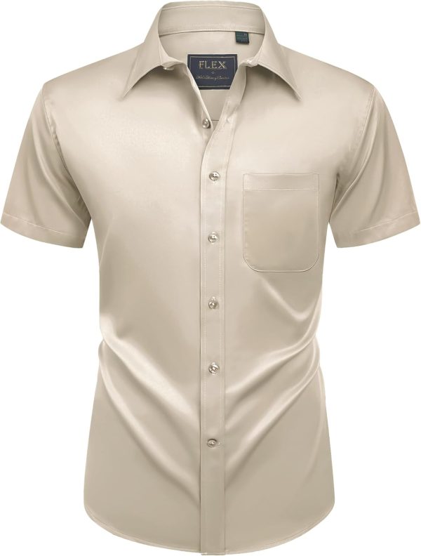 Alimens & Gentle Mens Short Sleeve Dress Shirts Wrinkle Free Solid Casual Button Down Shirts with Pocket - Image 190