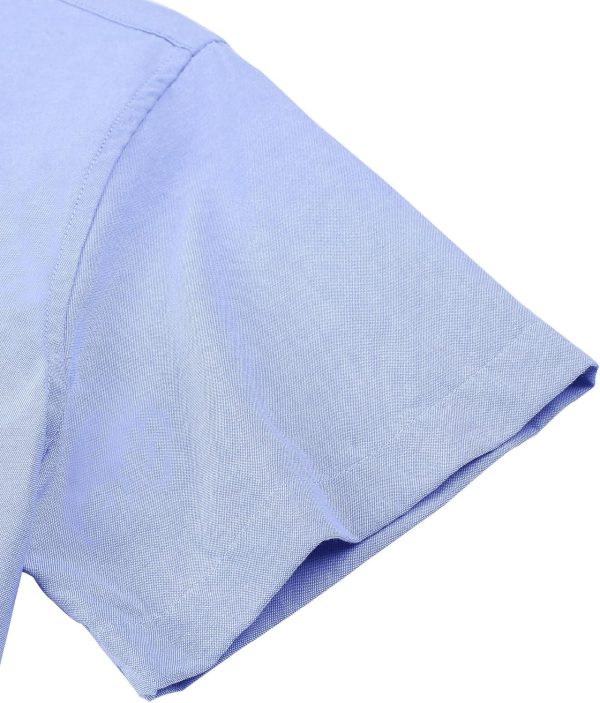 Alimens & Gentle Men's Short Sleeve Oxford Shirt Regular Fit Button Down Collar Shirts with Pocket - Image 97