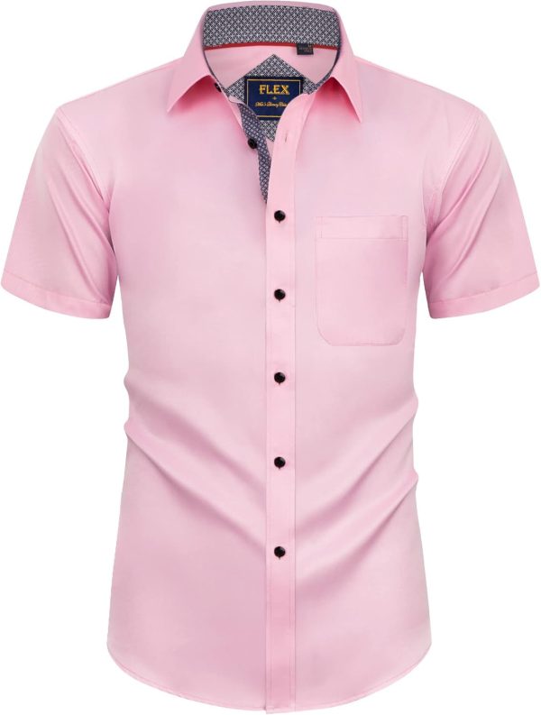 Alimens & Gentle Mens Short Sleeve Dress Shirts Wrinkle Free Solid Casual Button Down Shirts with Pocket - Image 197