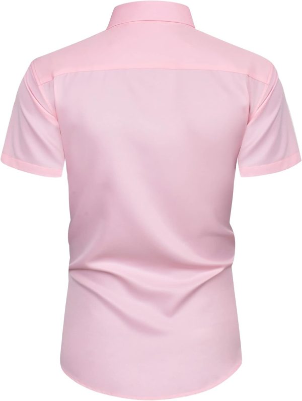 Alimens & Gentle Mens Short Sleeve Dress Shirts Wrinkle Free Solid Casual Button Down Shirts with Pocket - Image 198