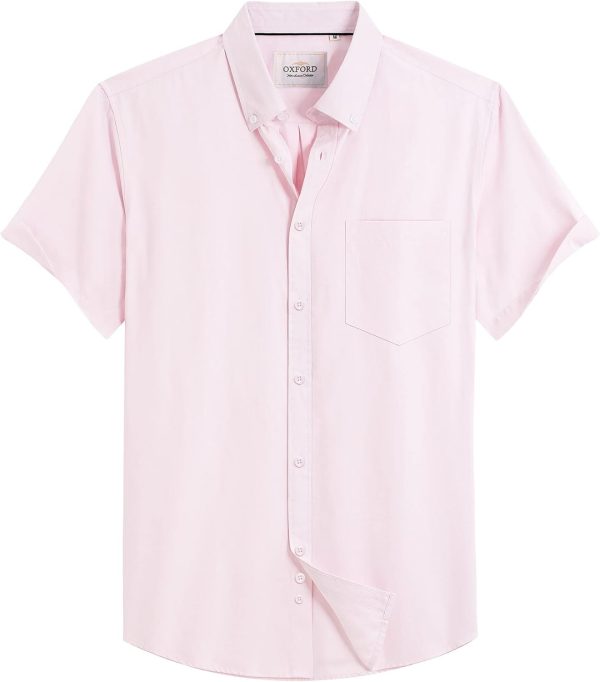Alimens & Gentle Men's Short Sleeve Oxford Shirt Regular Fit Button Down Collar Shirts with Pocket - Image 99