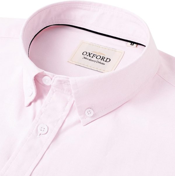 Alimens & Gentle Men's Short Sleeve Oxford Shirt Regular Fit Button Down Collar Shirts with Pocket - Image 100